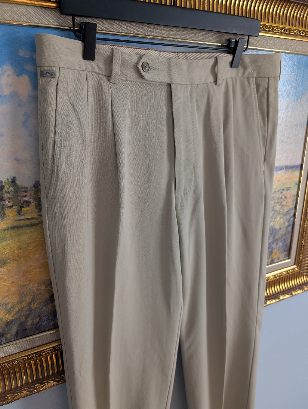Tommy Bahama Silk Tan Pleated Pants 34x32